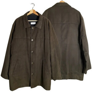 Calvin Klein Faux Suede Wool Lined Chore Coat Men's 48 Long Brown Chore Jacket
